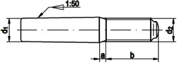 Stahl Kegelstifte DIN 7977 Gewindezapfen 5:50 Kegel 1:50 konstant Zapfenlänge 
